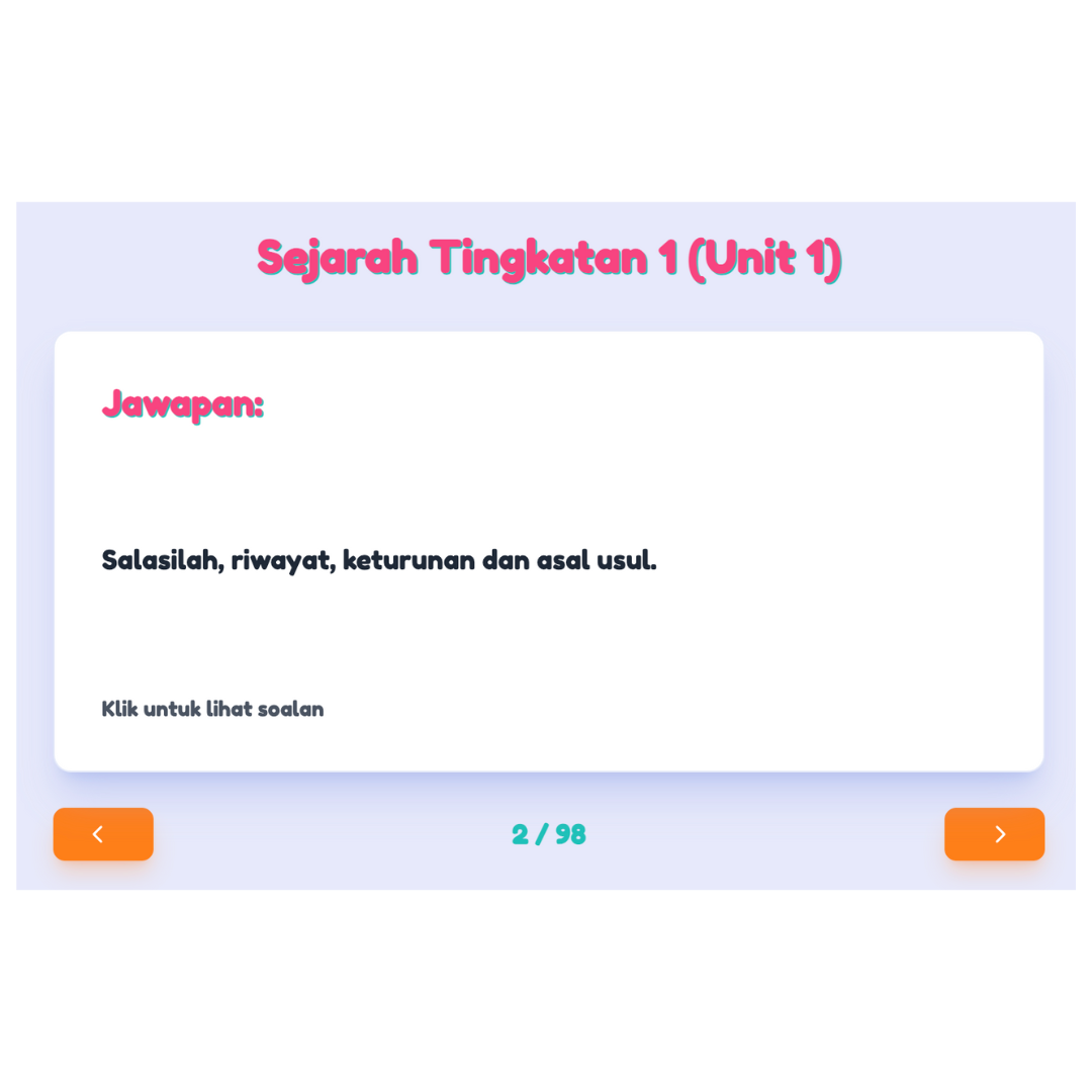 Screenshot Flashcard Sejarah - Sistem Pembelajaran