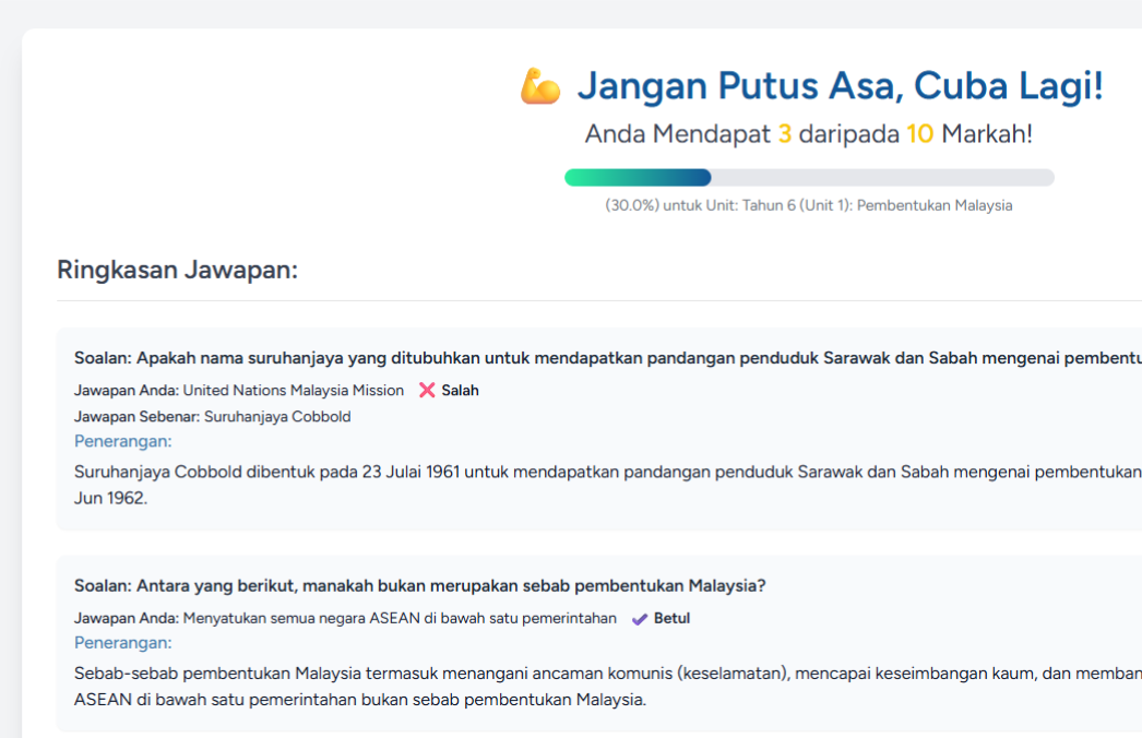 Latihan.my Dashboard - Gamifikasi Pembelajaran