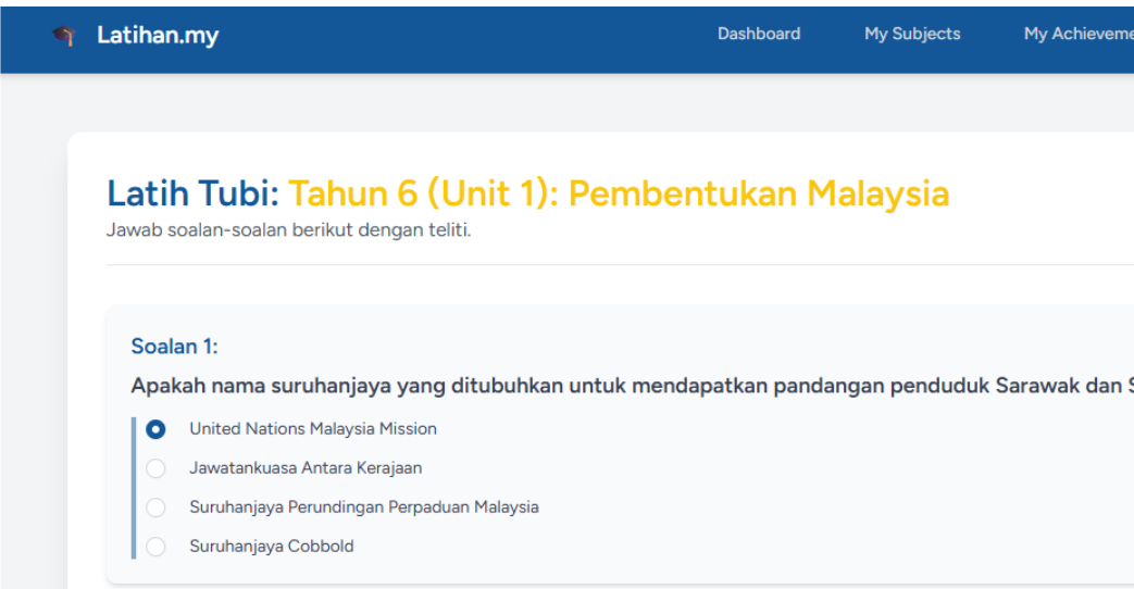 Antara Muka Latihan Interaktif