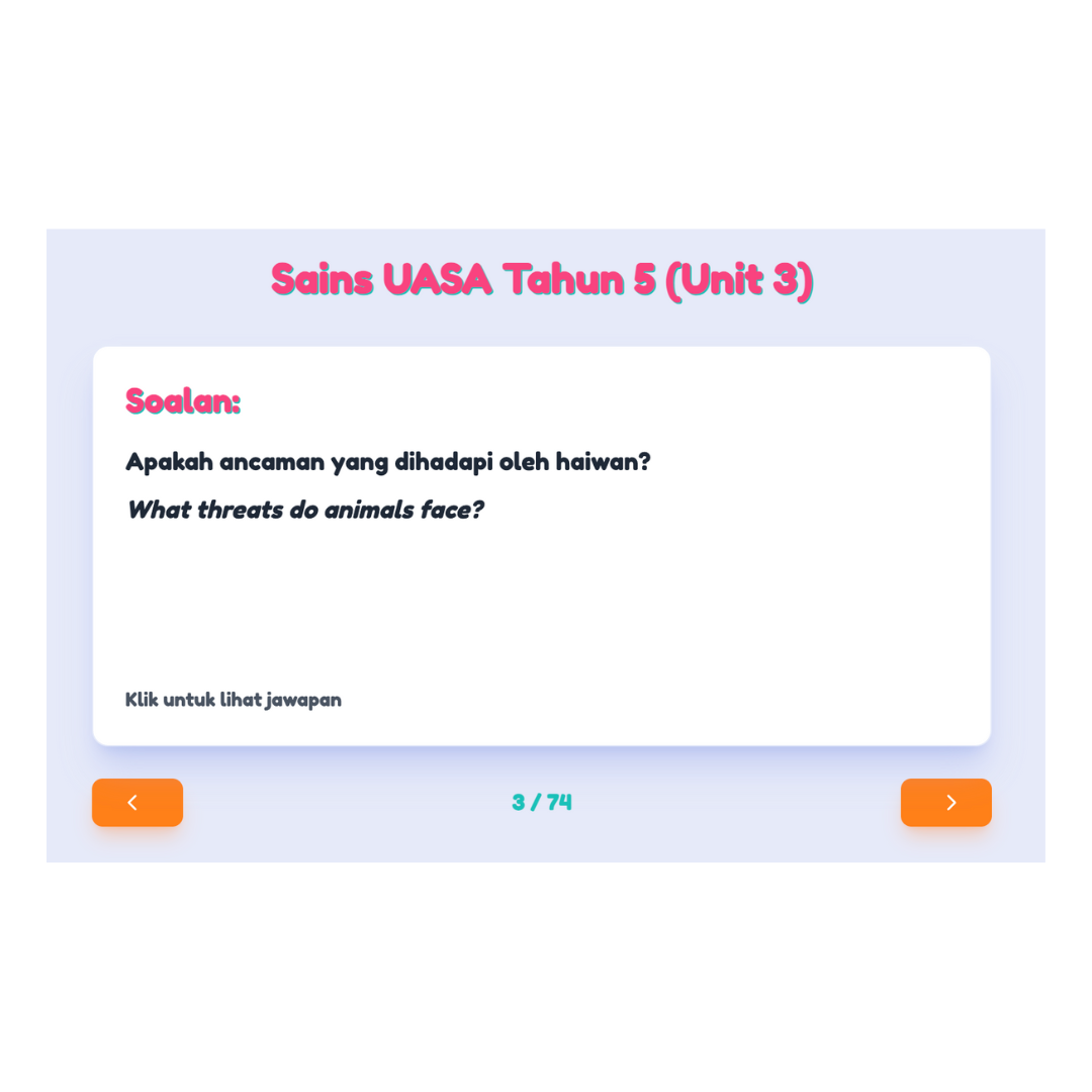 Screenshot Flashcard Sains - Kandungan Pembelajaran