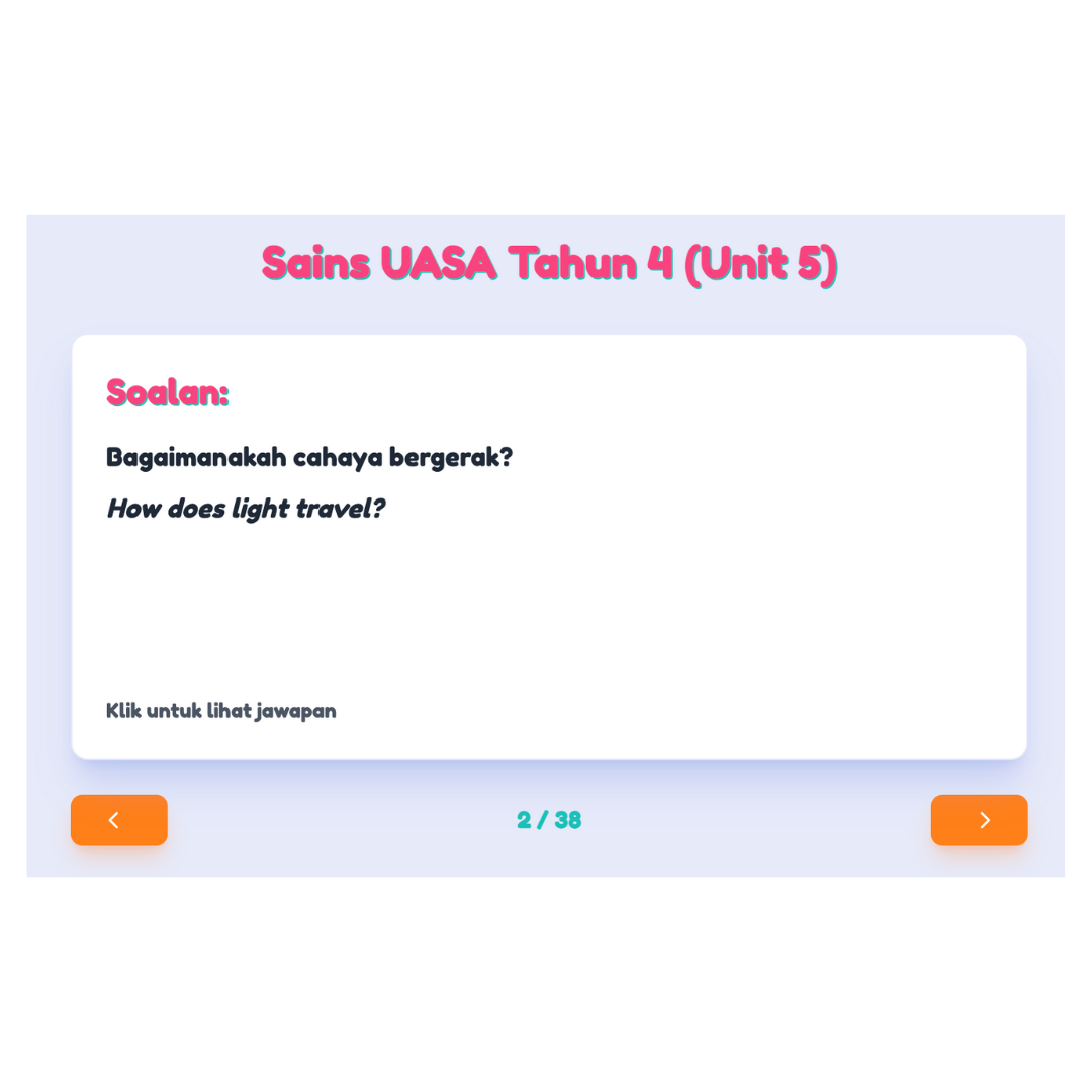 Screenshot Flashcard Sains - Sistem Pembelajaran
