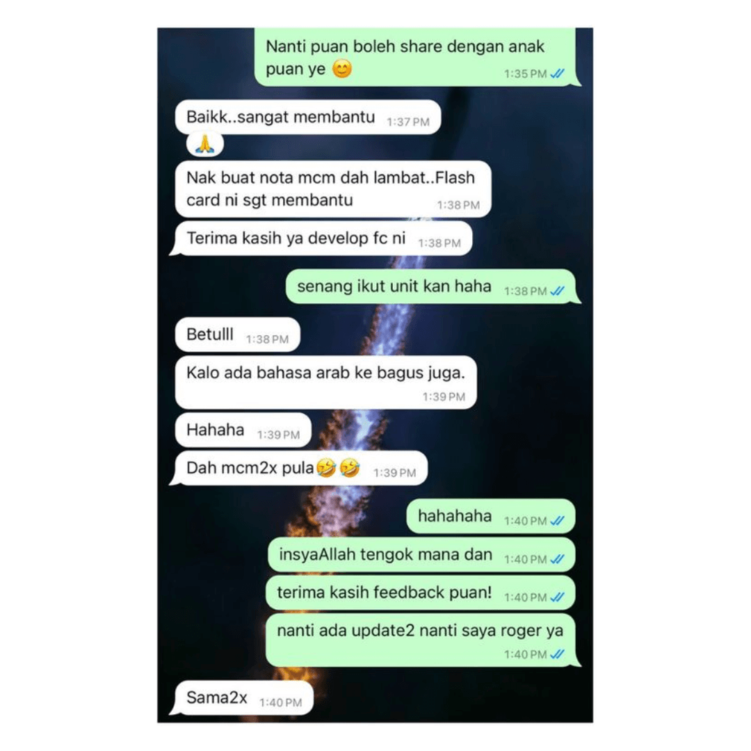 Testimoni Pengguna Flashcard Sejarah